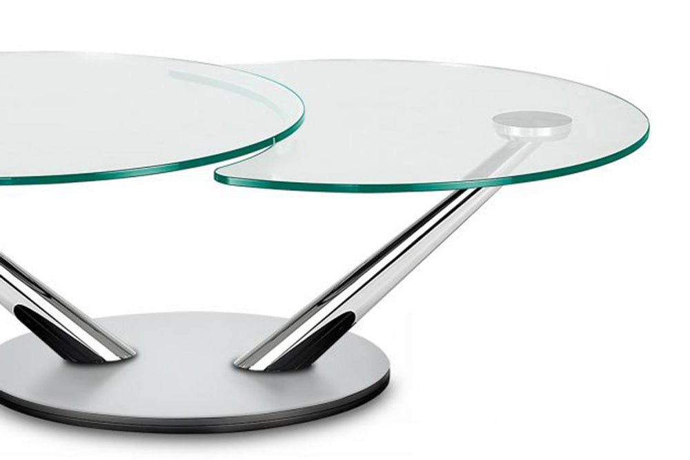 Cadabra Coffee Table Clear Glass Chrome Satin Silver Glass Coffee Tables Naos