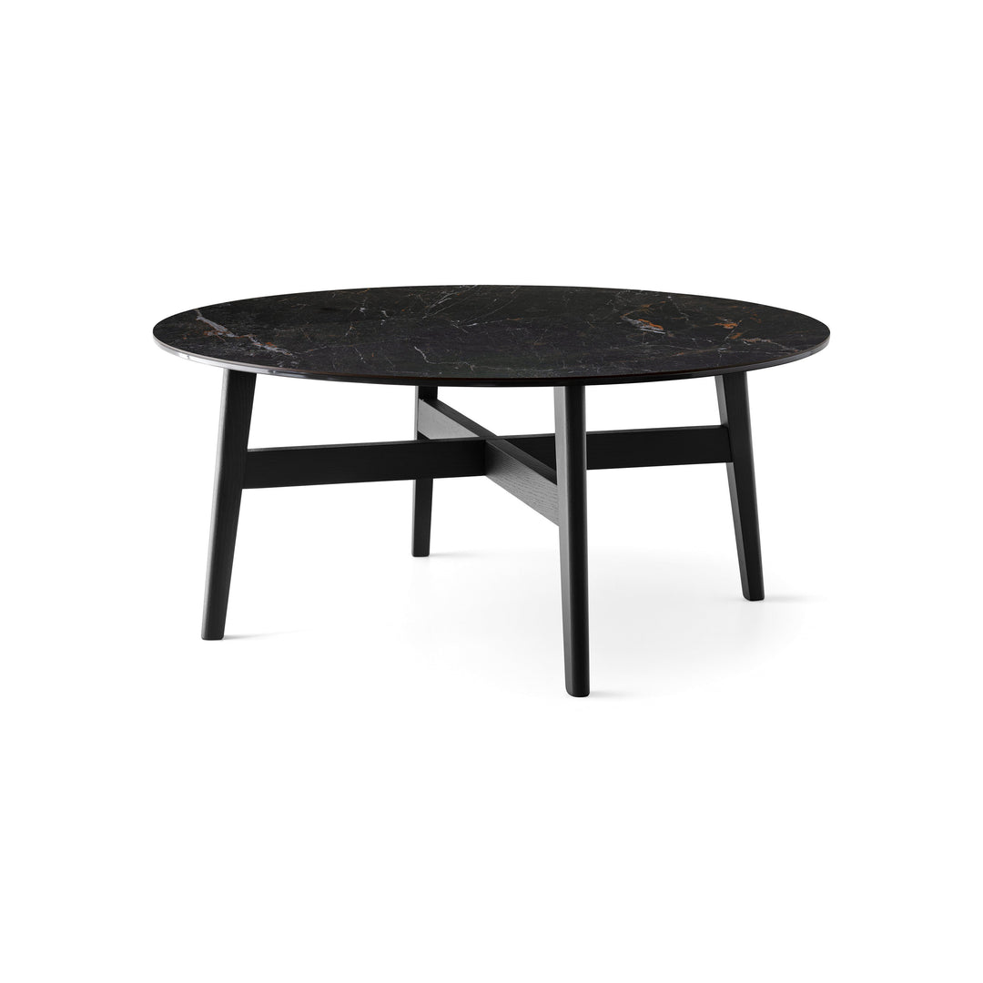 Abrey Round Coffee Table Coffee Tables Calligaris P18C Calacatta Black Marble Ceramic / P15L Ash Matt Black