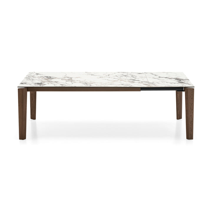 Dogma Rectangular Extendable Dining Table Extendable Dining Tables Calligaris P2C White Marble Ceramic / P12 Smoke Veneer Finish / P12 Ash Smoke