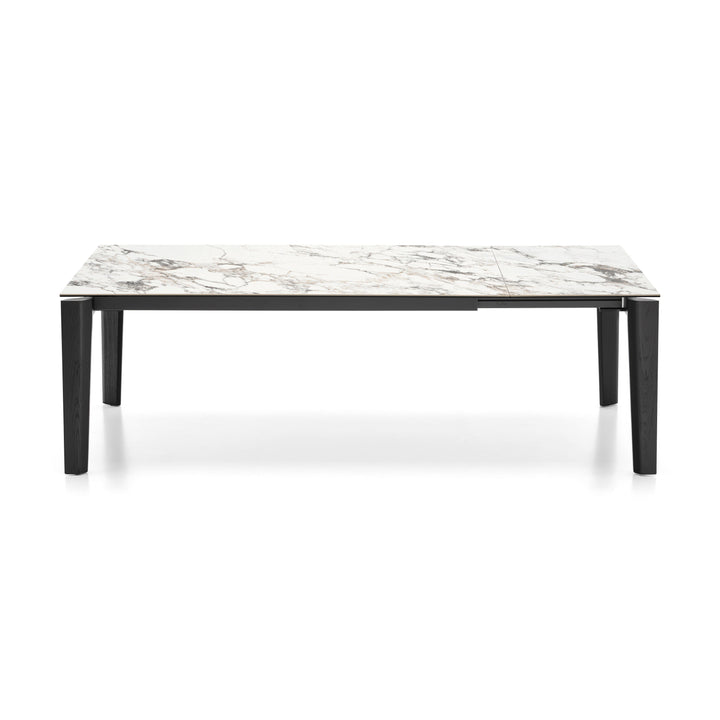 Dogma Rectangular Extendable Dining Table Extendable Dining Tables Calligaris P2C White Marble Ceramic / P15L Ash Matt Black / P15L Ash Matt Black