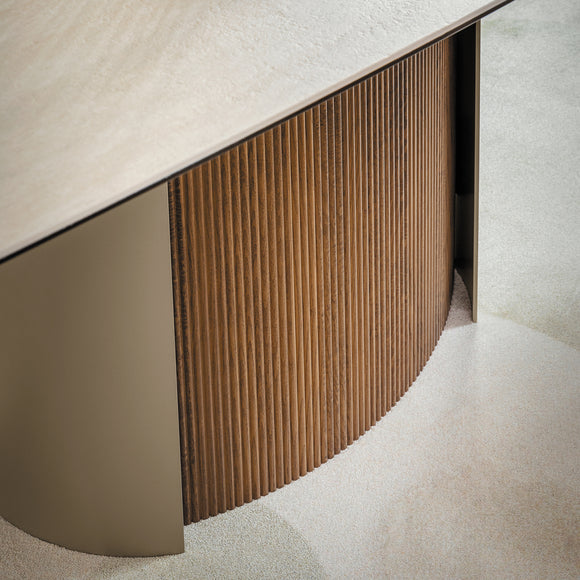 Yoroi Extendable Dining Table Matt Pearl Beige Calligaris