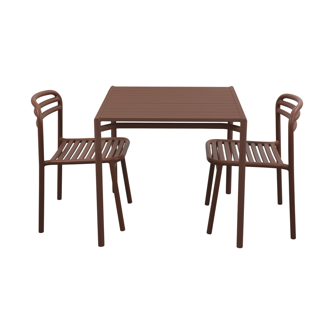 Bliss Outdoor Dining Table Set Outdoor Furniture Cane-line Desert Red Table with 2 Dining Chairs
