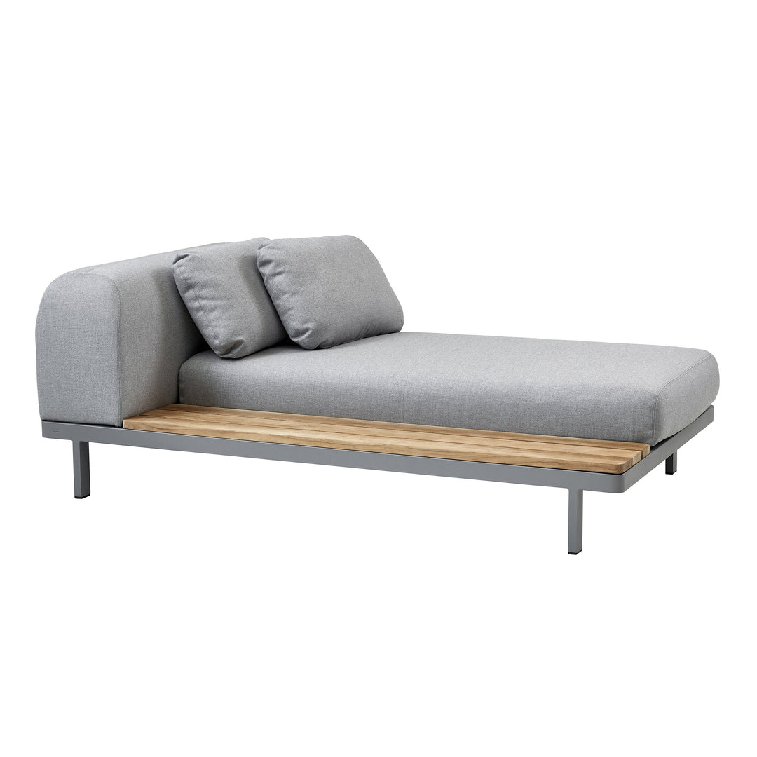 Space Outdoor Chaise Sofa with Side Table Outdoor Furniture Cane-line Teak Light Grey Cane-Line Airtouch