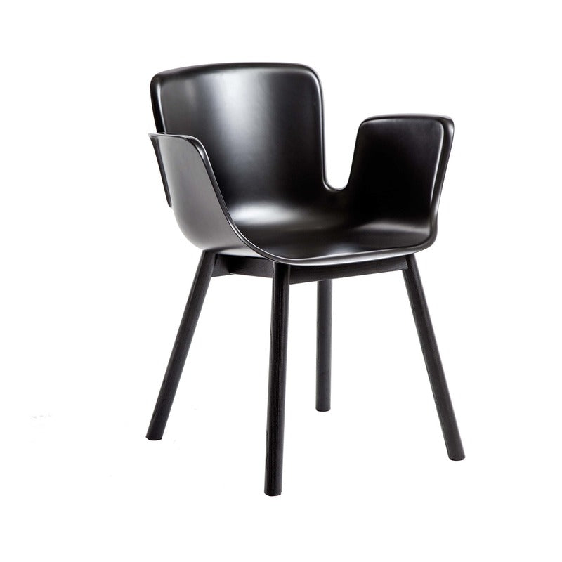 Juli Plastic Chair with Wood Leg Chairs Cappellini Black / Black-Stained Ash