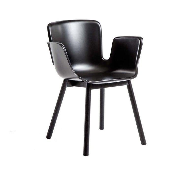 Juli Plastic Chair with Wood Leg Chairs Cappellini Black / Black-Stained Ash