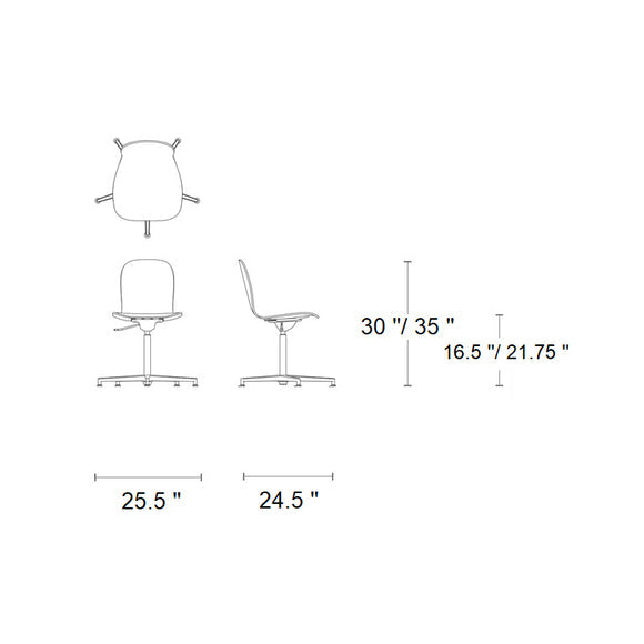 Tate Wood Office Chair with 5 Star Base Chairs Cappellini