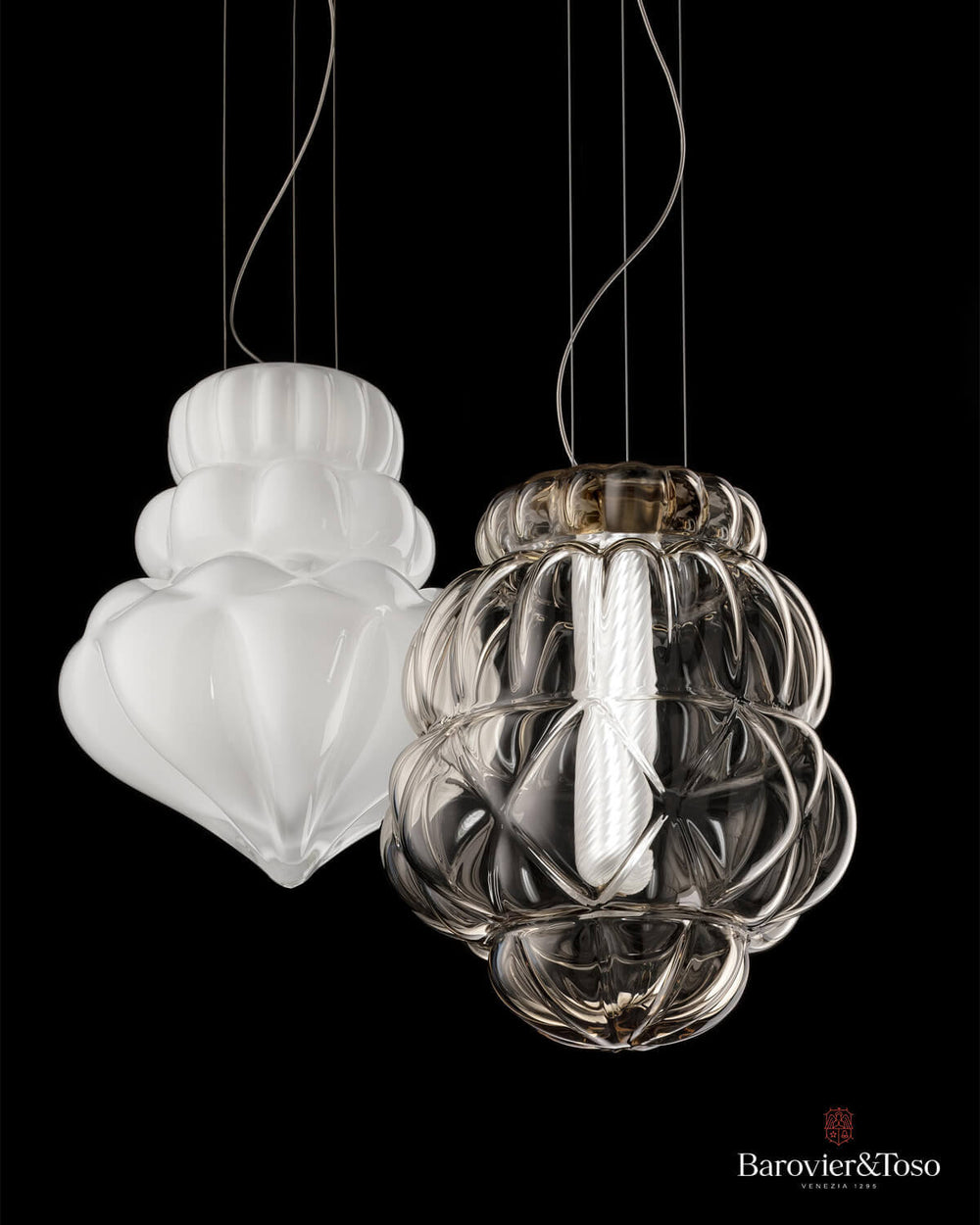 Vallonné Opale Suspension Lamp by Barovier&amp;Toso Murano Suspension Lamps Barovier & Toso