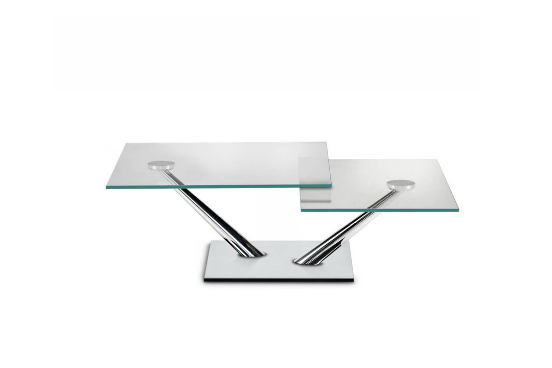 Cassius Coffee Table Clear Glass Chrome Satin Silver Glass Coffee Tables Naos