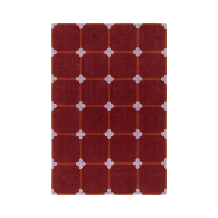 Flower Grid Rug Rugs CC Tapis Maroon / Lilac / Burnt Orange / Small: 5 ft 1 in x 7 ft 7 in