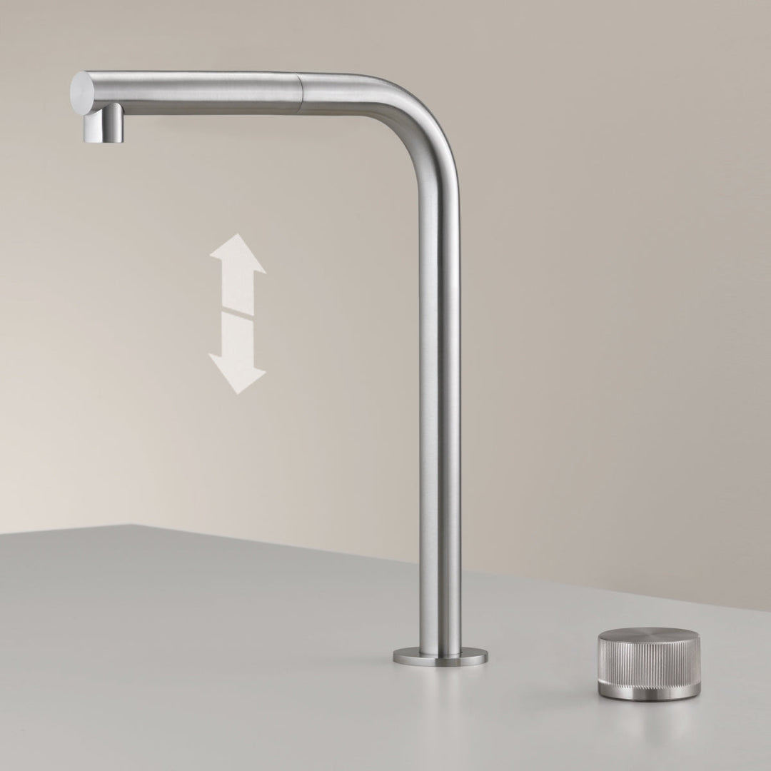 Two Hole Mixers With Pull Out Hand Shower Two-hole progressive mixer with up and down swivelling spout and pull-out hand shower