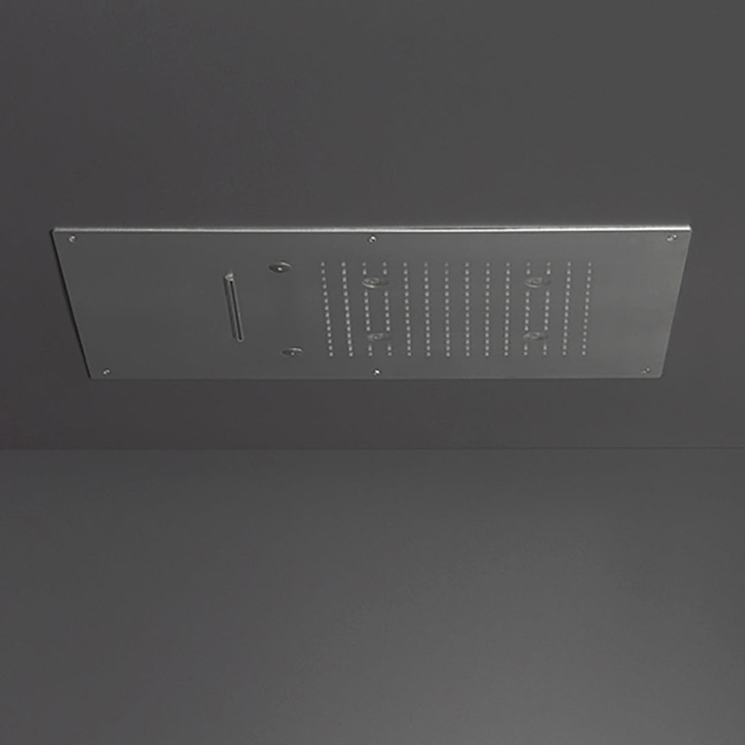 Wellness Built-in shower head with rain, mist, waterfall jets, LED white light and silicone nozzles. LED control unit included to combine with push power button BOT02