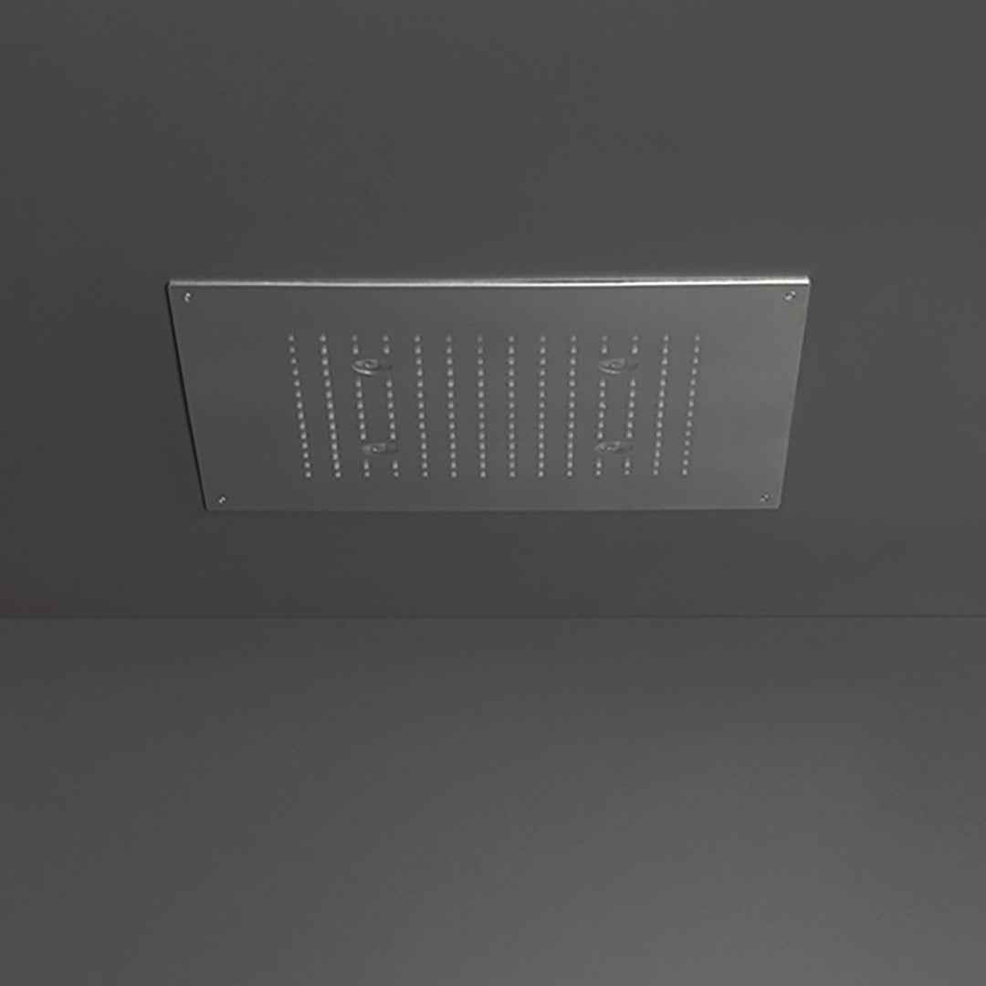 Wellness Built-in shower head with rain jet, LED white light and silicone nozzles. LED control unit included to combine with an On/Off switch not included