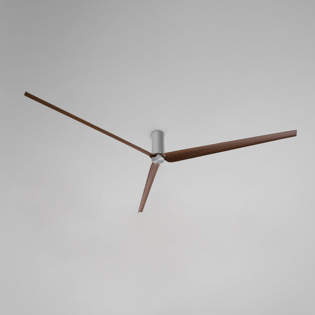 Ariachiara Ceiling fan (Ø 2100 mm) in AISI 316L stainless steel, with wood and carbon fiber blades, natural wood essence or lacquered. Remote control included. Product suitable for indoor installation