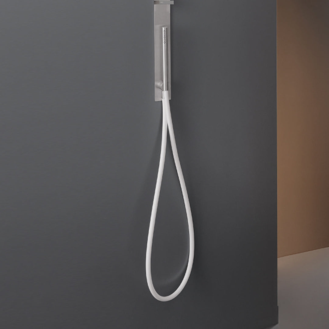 Bar Shower set with square adjustable shower head L. 200 mm with pressure regulator and cylindrical hand shower Ø 18 mm