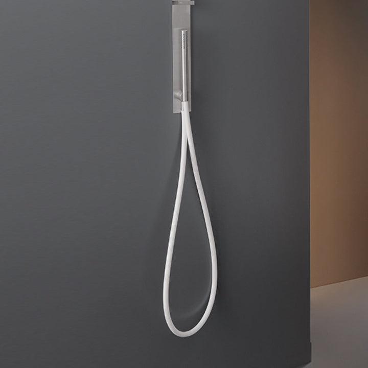 Bar Shower set with square adjustable shower head L. 200 mm with pressure regulator and cylindrical hand shower Ø 18 mm