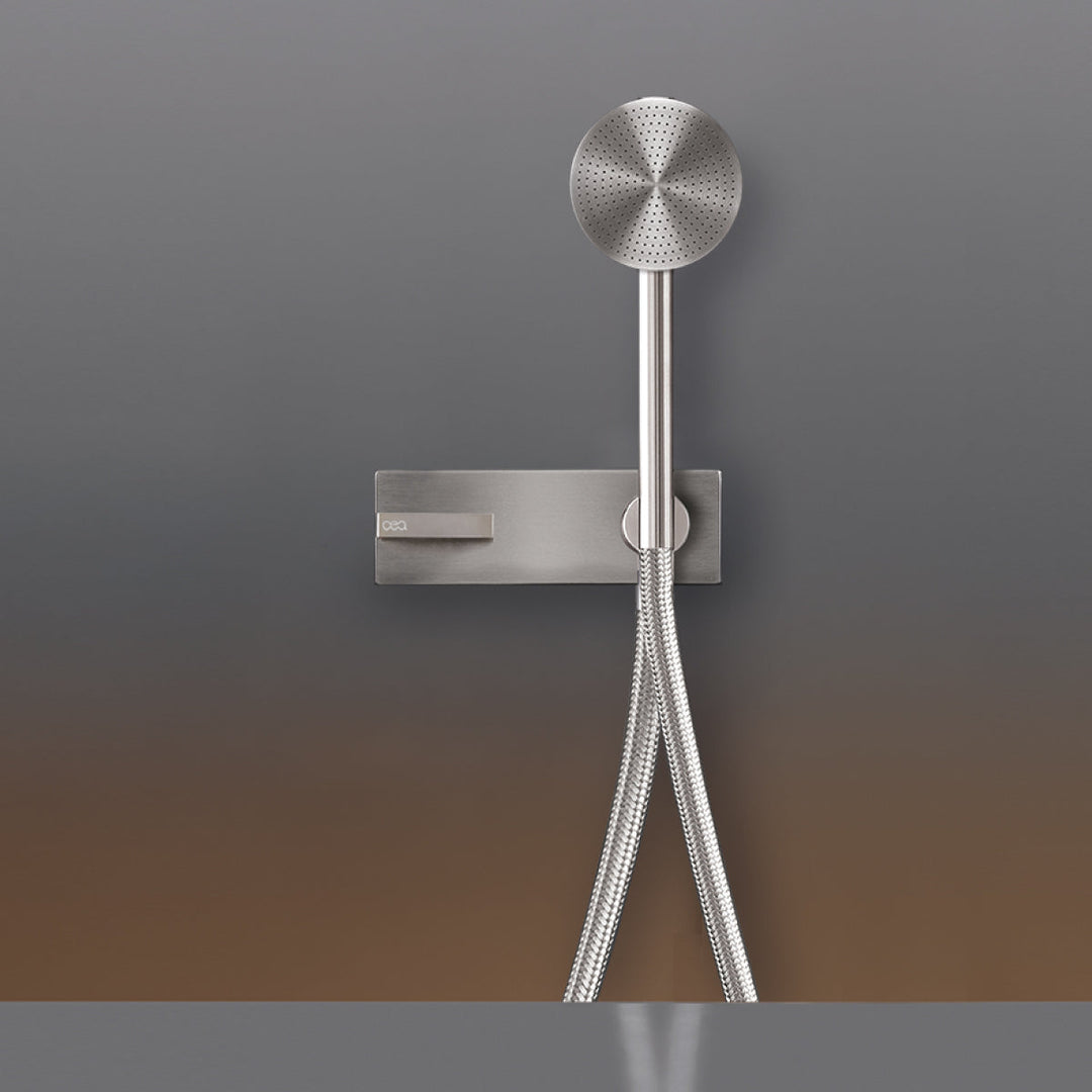 Bar Wall mounted progressive mixer set for bathtub/shower with cylindrical hand shower Ø 80 mm