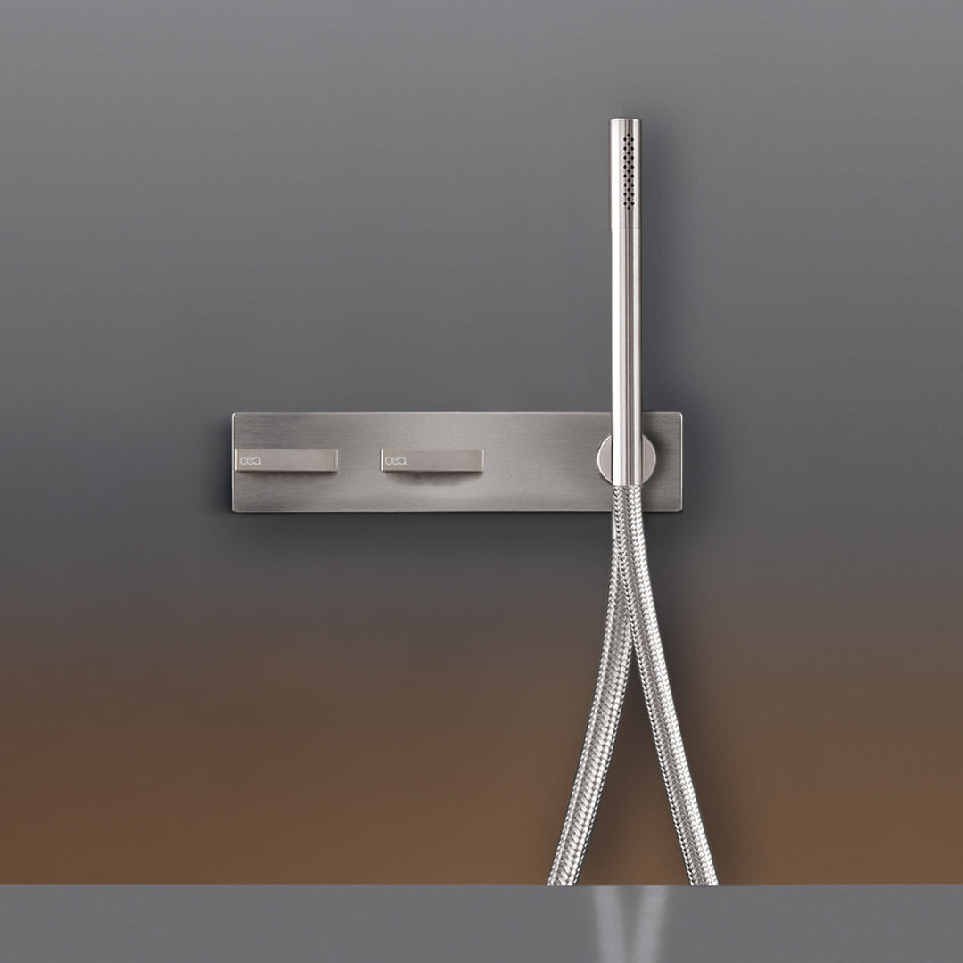 Bar Wall mounted 2 progressive mixers set for bathtub/shower with cylindrical hand shower Ø 18 mm
