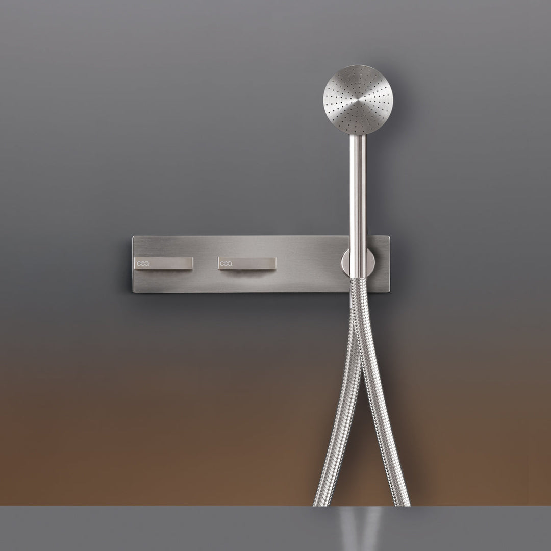 Bar Wall mounted 2 progressive mixers set for bathtub/shower with cylindrical hand shower Ø 65 mm