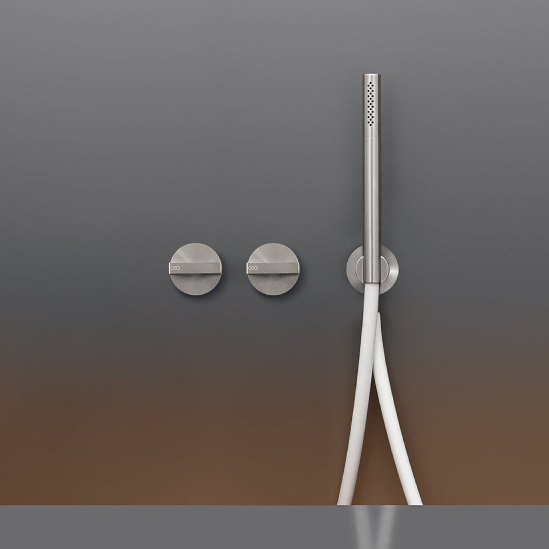 Bar Wall mounted 2 progressive mixers set for bathtub/shower with cylindrical hand shower Ø 18 mm
