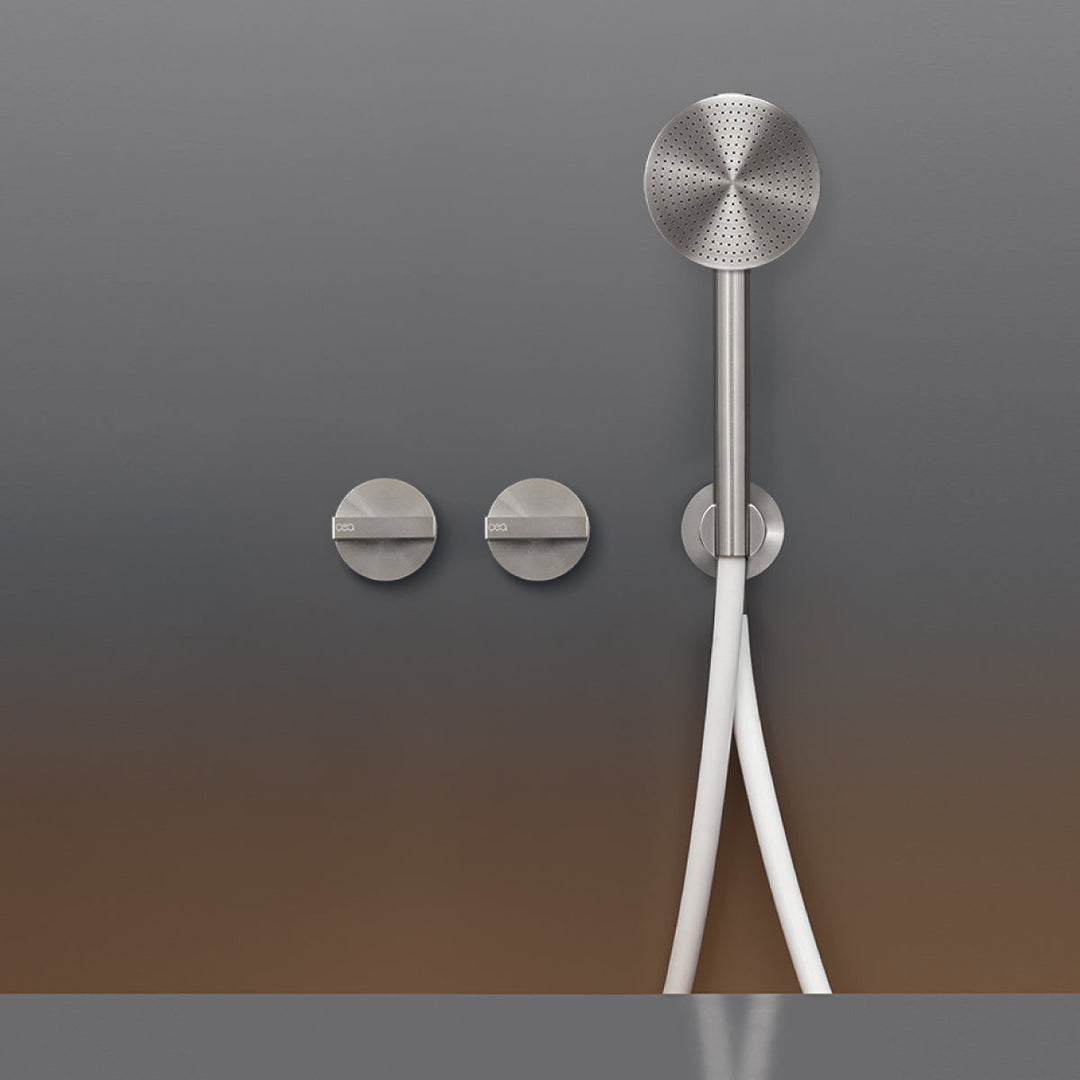 Bar Wall mounted 2 progressive mixers set for bathtub/shower with cylindrical hand shower Ø 80 mm