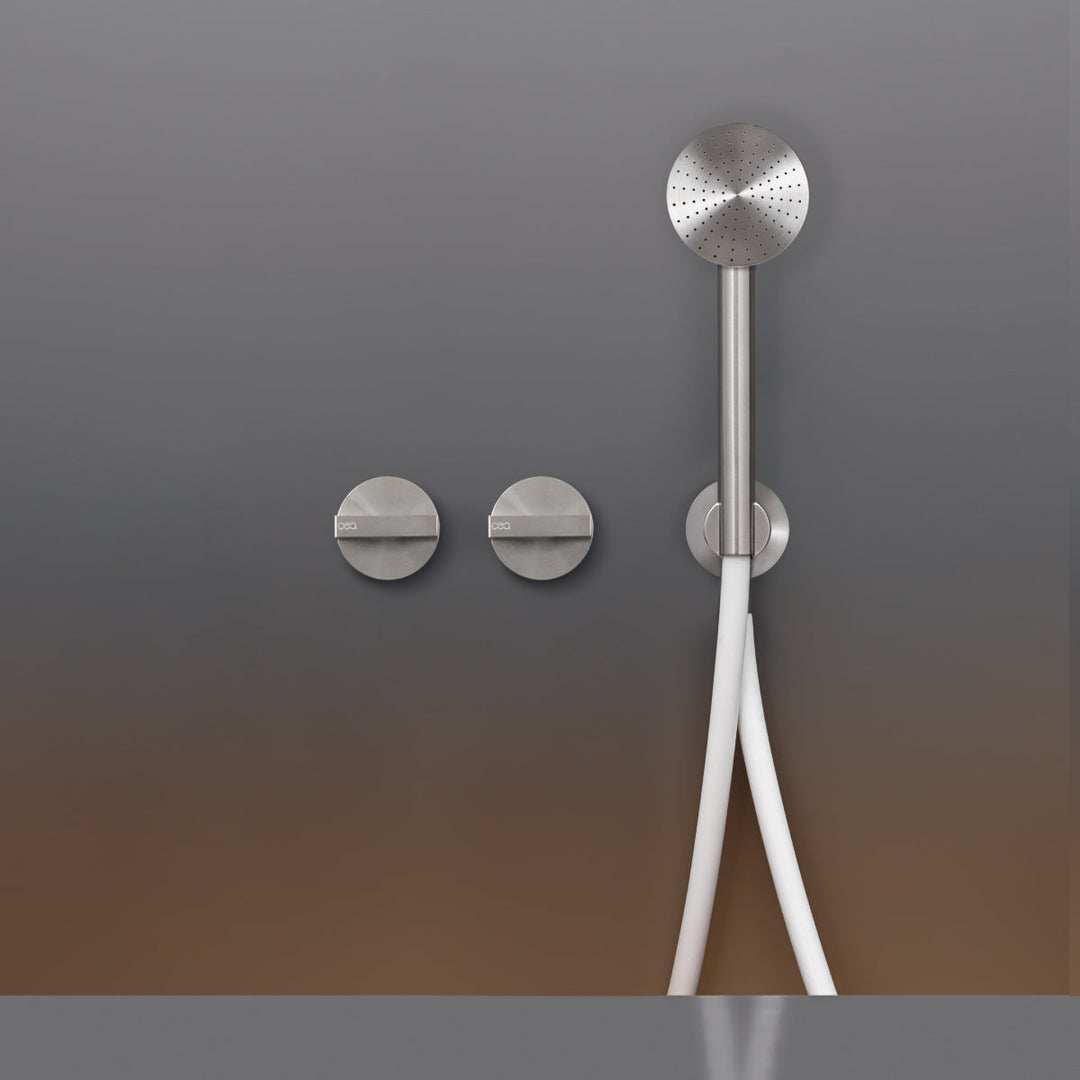Bar Wall mounted 2 progressive mixers set for bathtub/shower with cylindrical hand shower Ø 65 mm