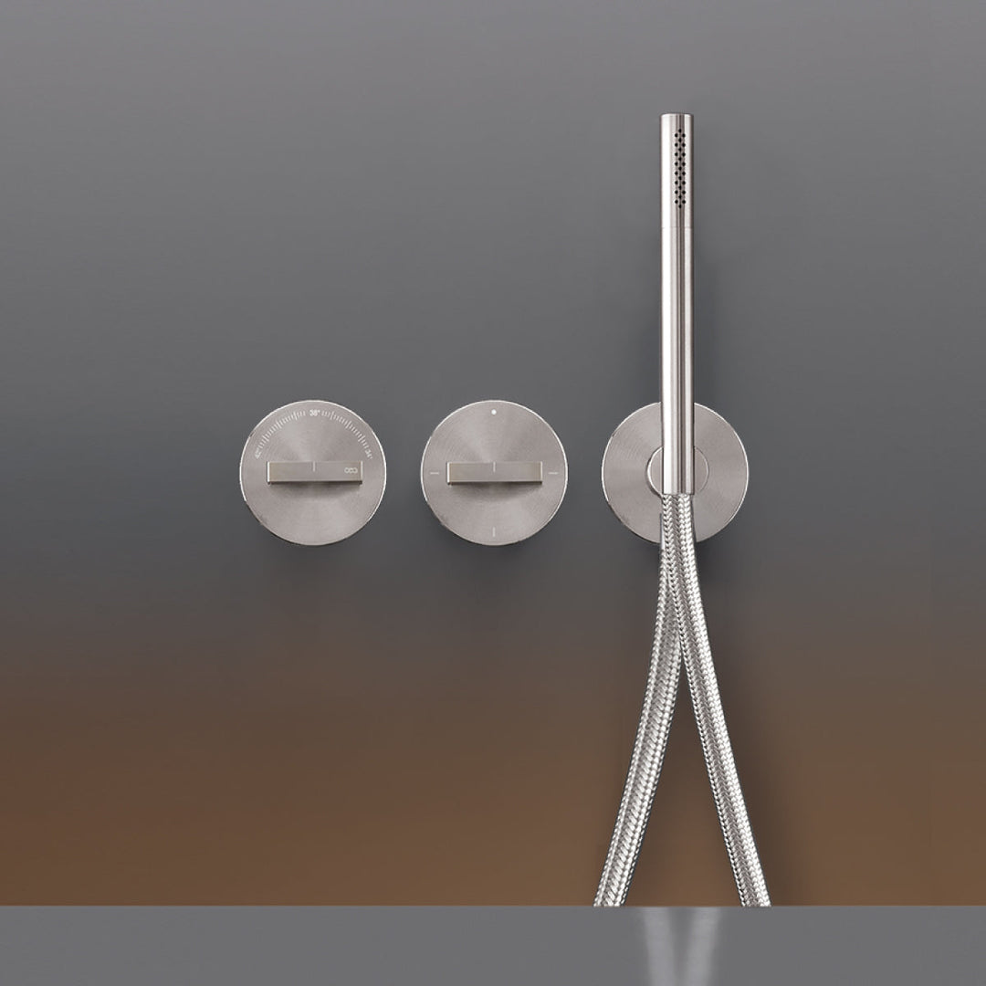 Bar Wall mounted thermostatic mixer set for bathtub/shower with Acqua Stop System, 2/3 way diverter and cylindrical hand shower Ø 18 mm