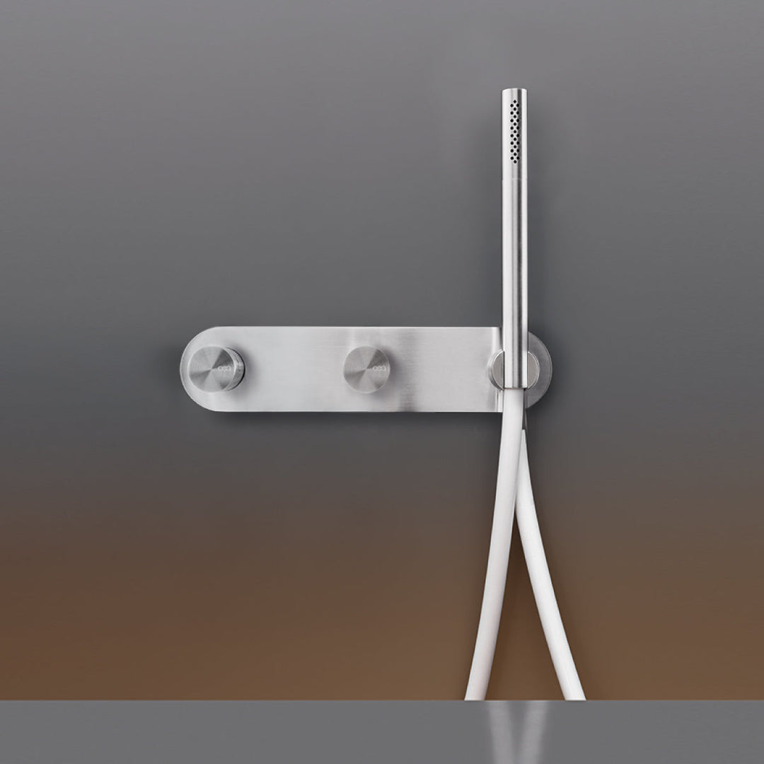 Cartesio Wall mounted 2 mixers set for bathtub/shower with cylindrical hand shower Ø 18 mm