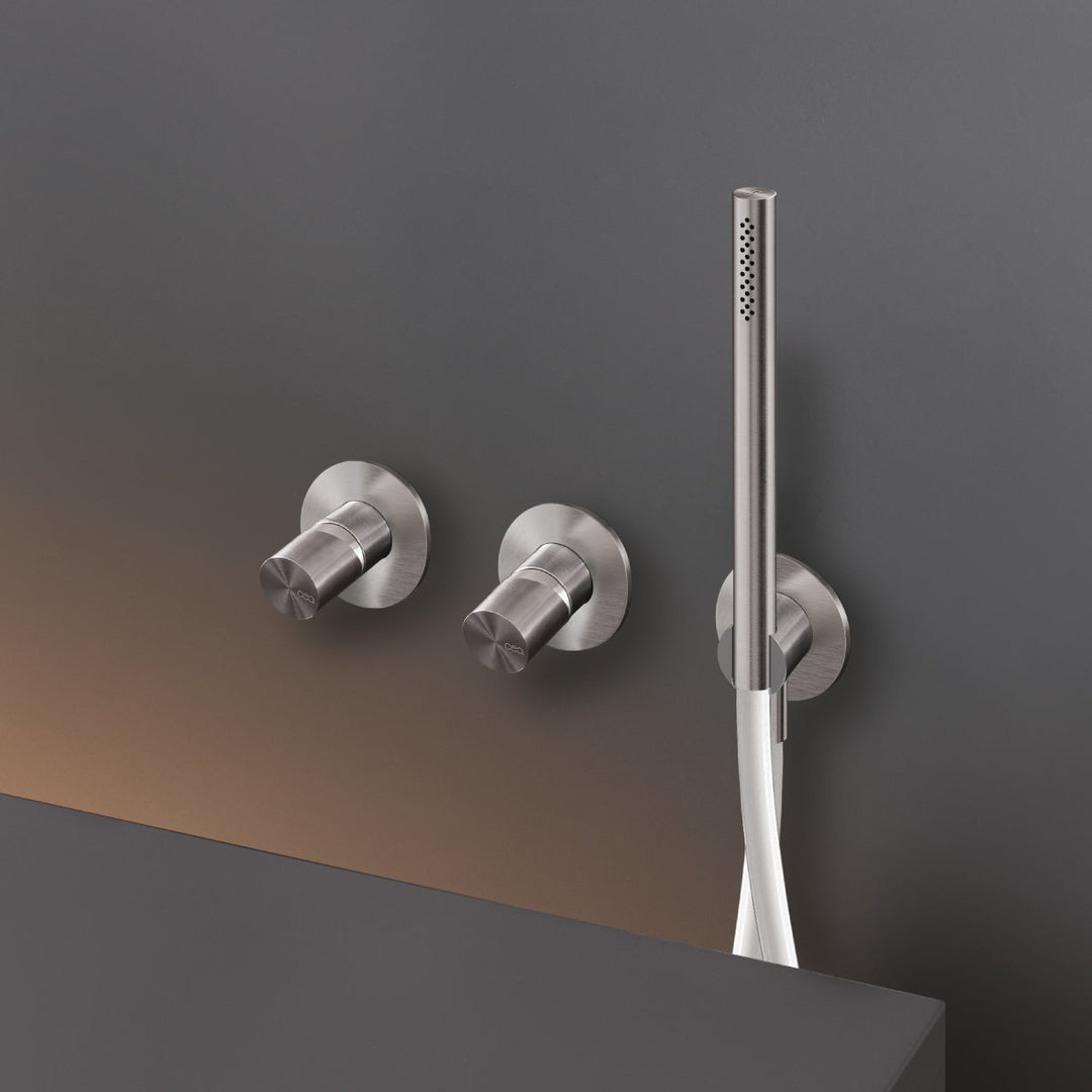 Cartesio Wall mounted 2 mixers set for bathtub/shower with cylindrical hand shower Ø 18 mm