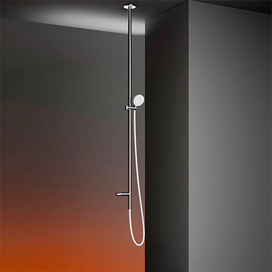 Cartesio Ceiling mounted mixer for bathtub/shower with water connection, slidebar H. 1615 mm and Delrin® hand shower Ø 96 mm