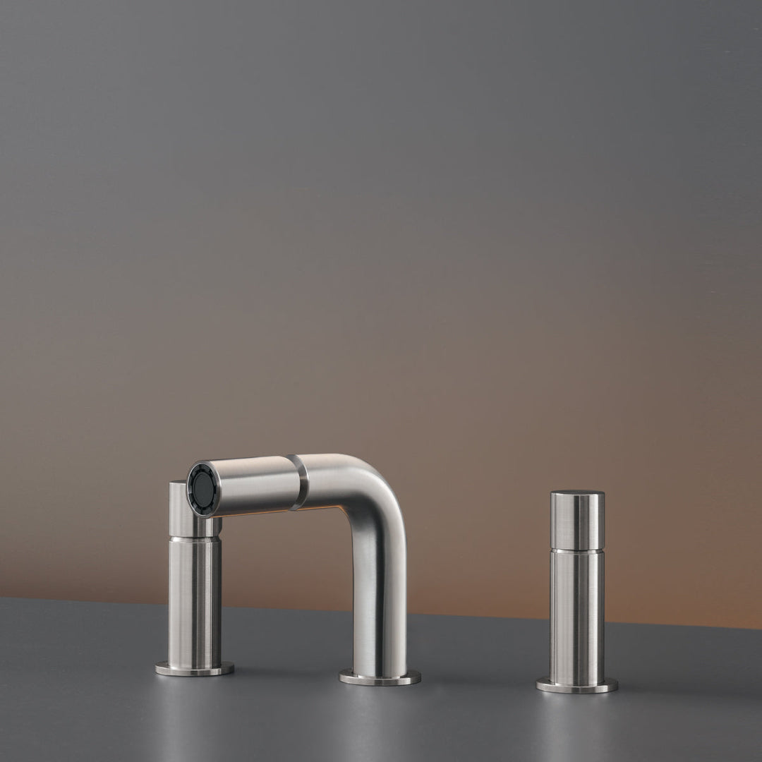 Cartesio Three-hole mixer with adjustable spout H. 120 mm