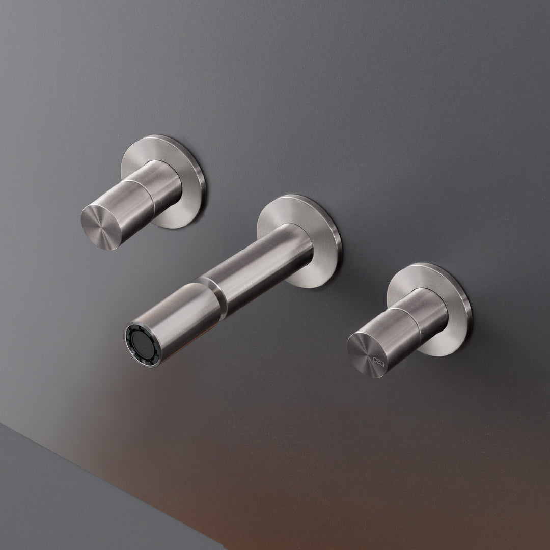 Cartesio Wall mounted dual handle mixer with adjustable spout L. max. 170 mm