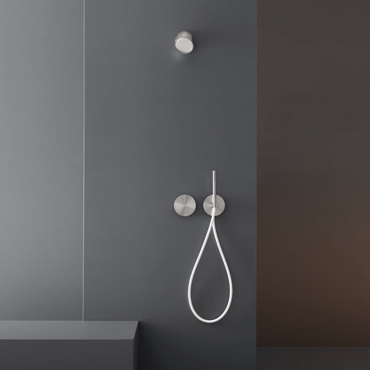 Circle Wall mounted dual handle mixer with cylindrical hand shower Ø 18 mm