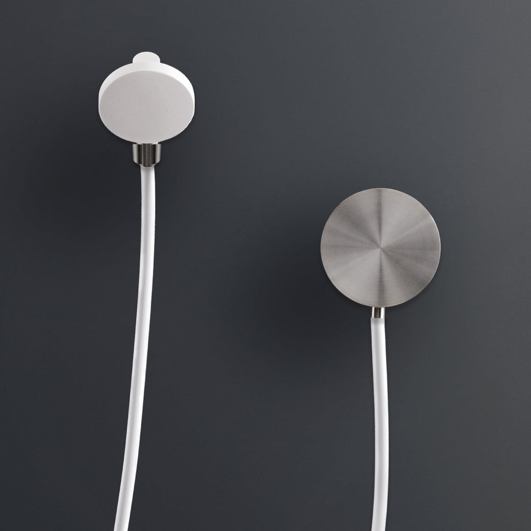 Circle Wall mounted dual handle mixer with Delrin® hand shower Ø 96 mm and wall bracket