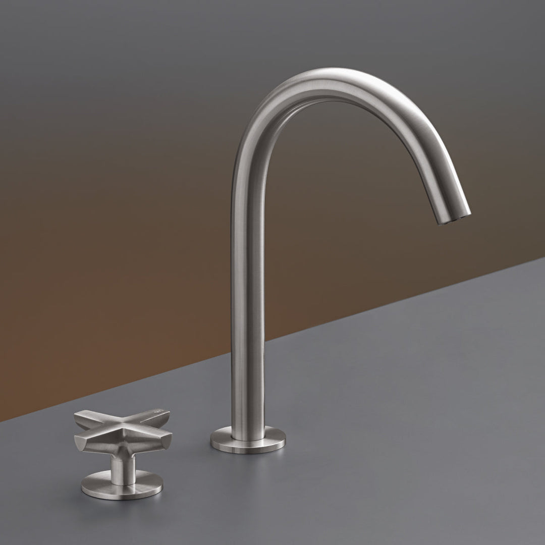 Cross Two-hole progressive mixer with swivelling spout H. 235 mm