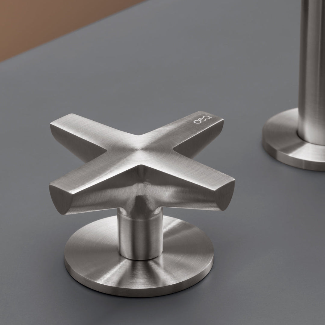 Cross Two-hole progressive mixer with swivelling spout H. 235 mm