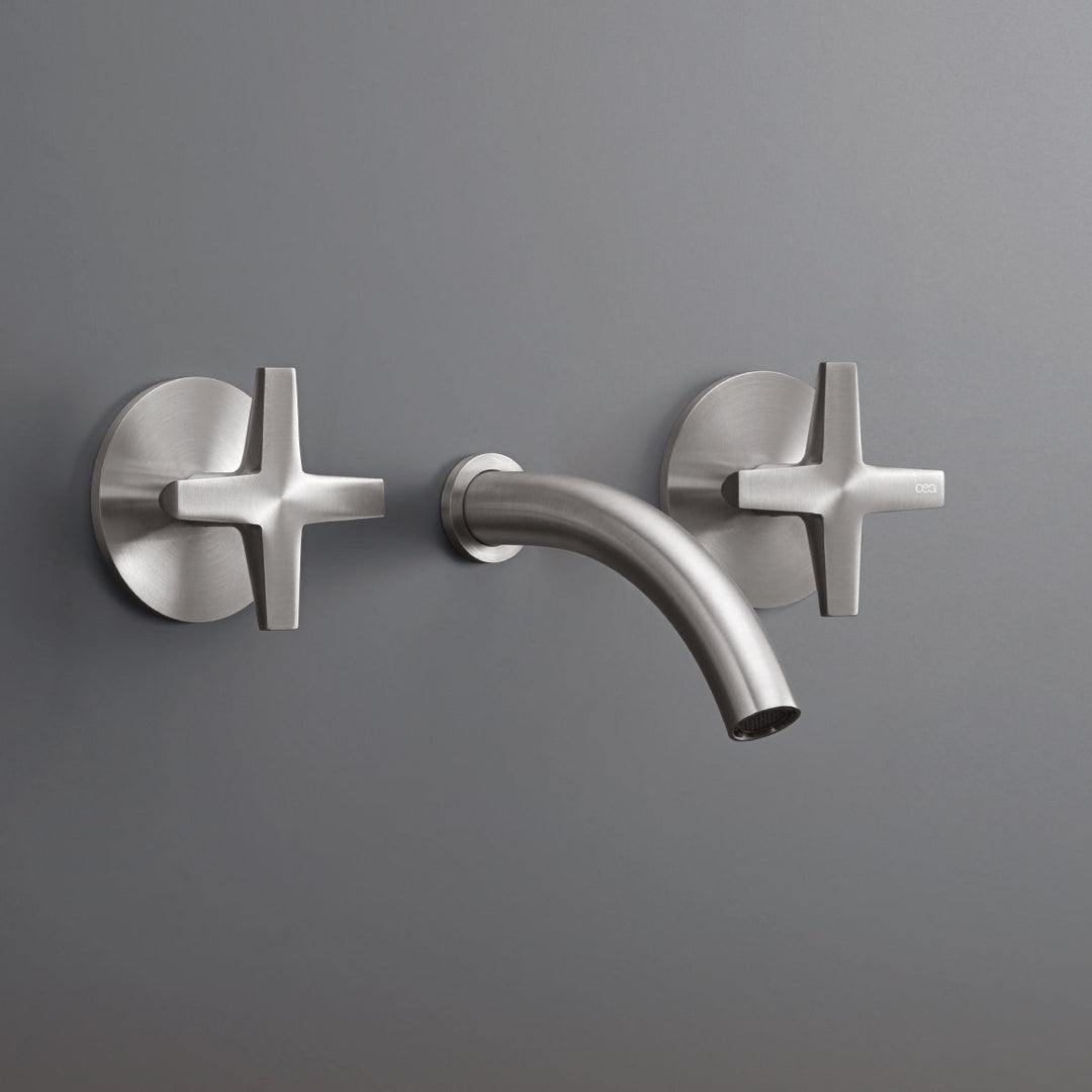 Cross Wall mounted dual handle mixer with spout L. 125 mm