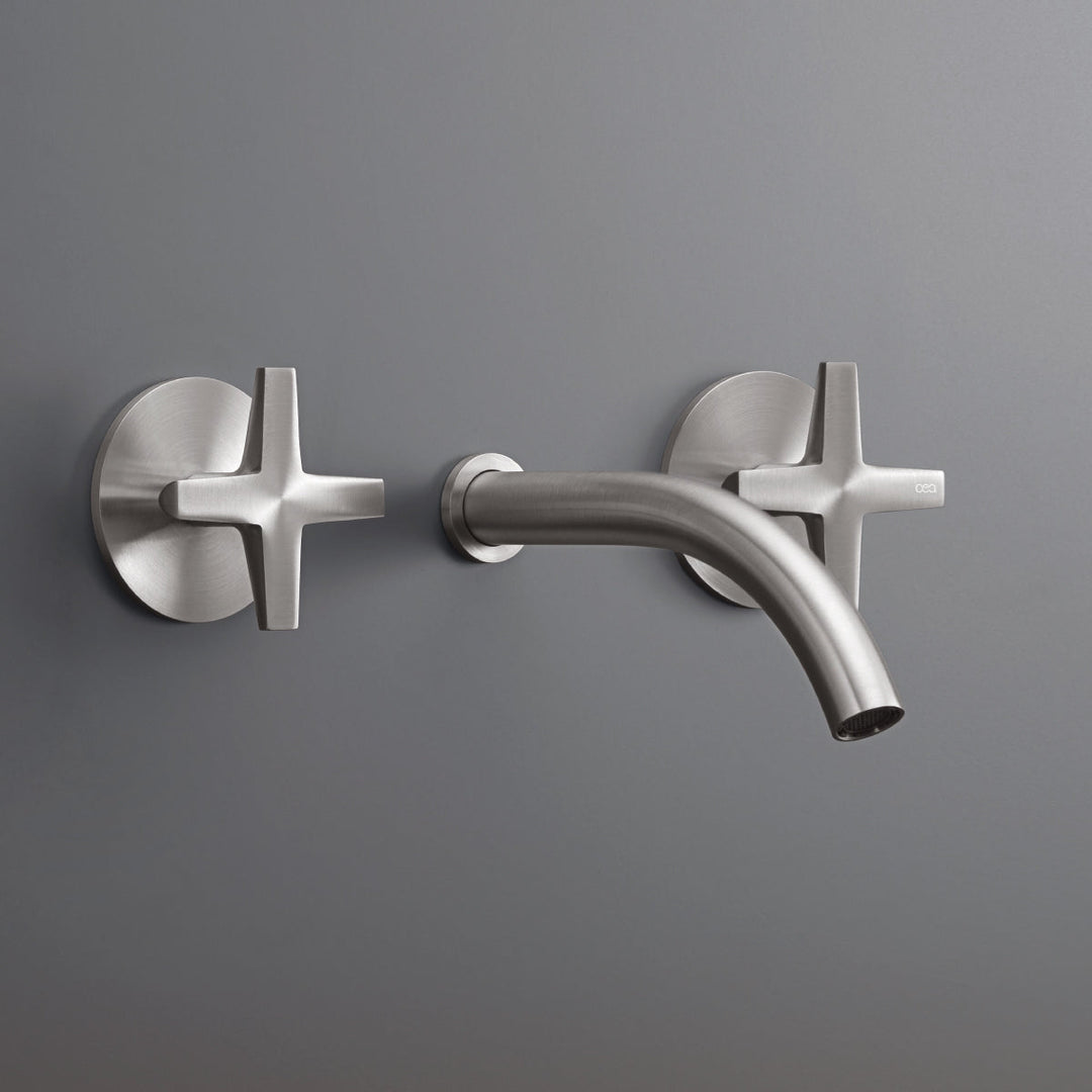 Cross Wall mounted dual handle mixer with spout L. 170 mm