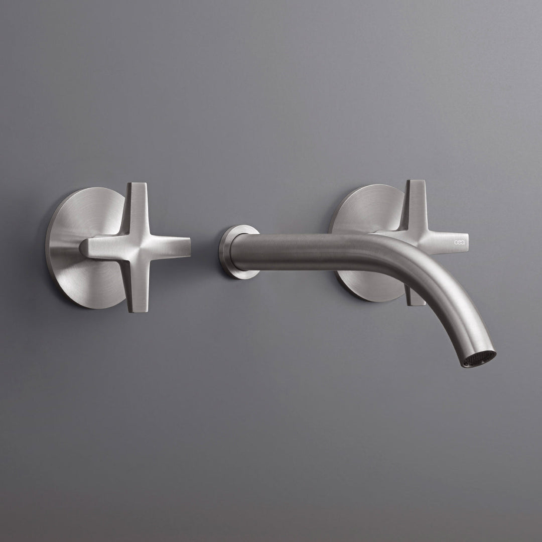 Cross Wall mounted dual handle mixer with spout L. 220 mm