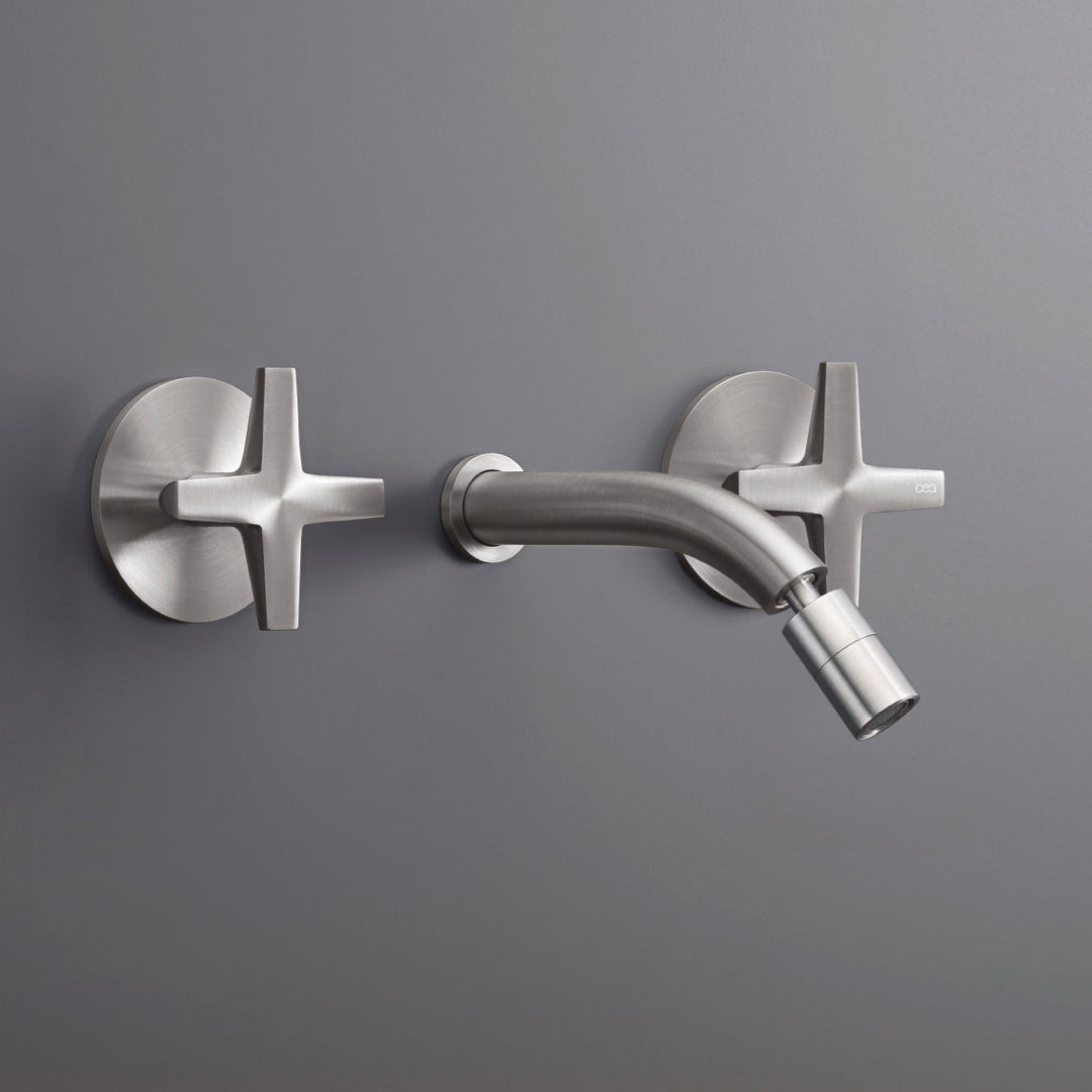 Cross Wall mounted dual handle mixer with adjustable spout L. 170 mm