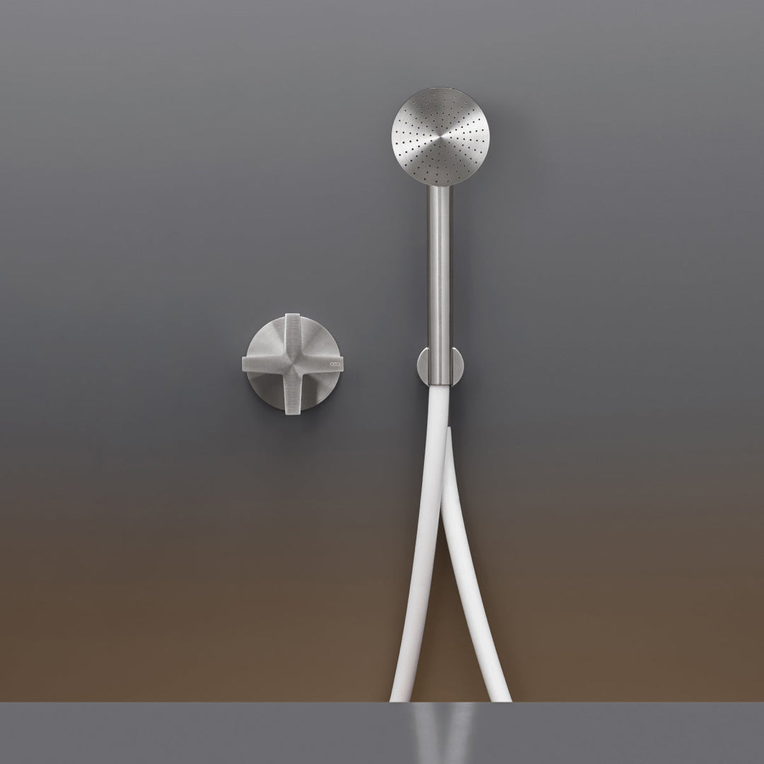 Cross Wall mounted progressive mixer set for bathtub/shower with round hand shower Ø 65 mm