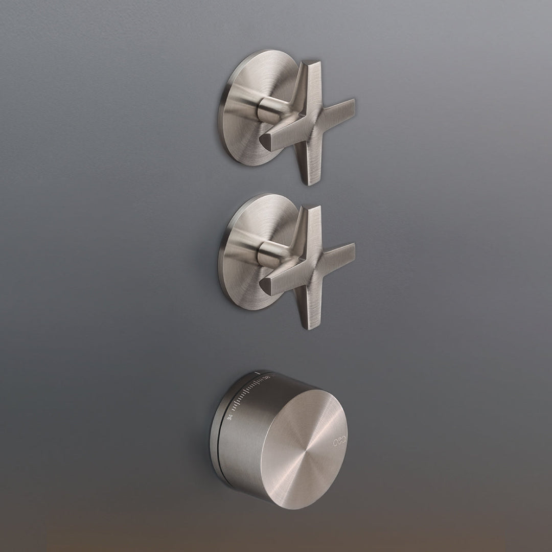 Cross Thermostatic shower mixer set with 2 shut-off valves