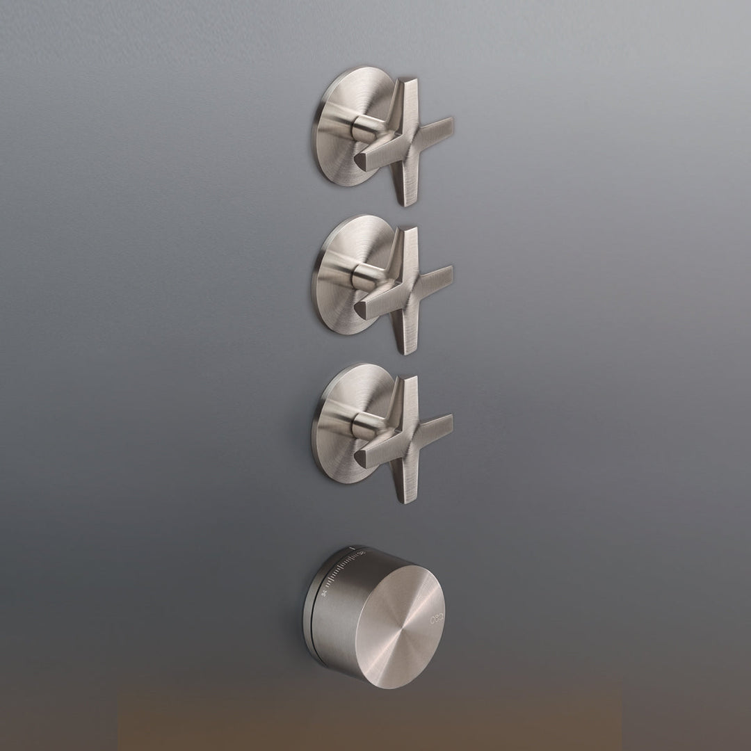 Cross Thermostatic shower mixer set with 3 shut-off valves