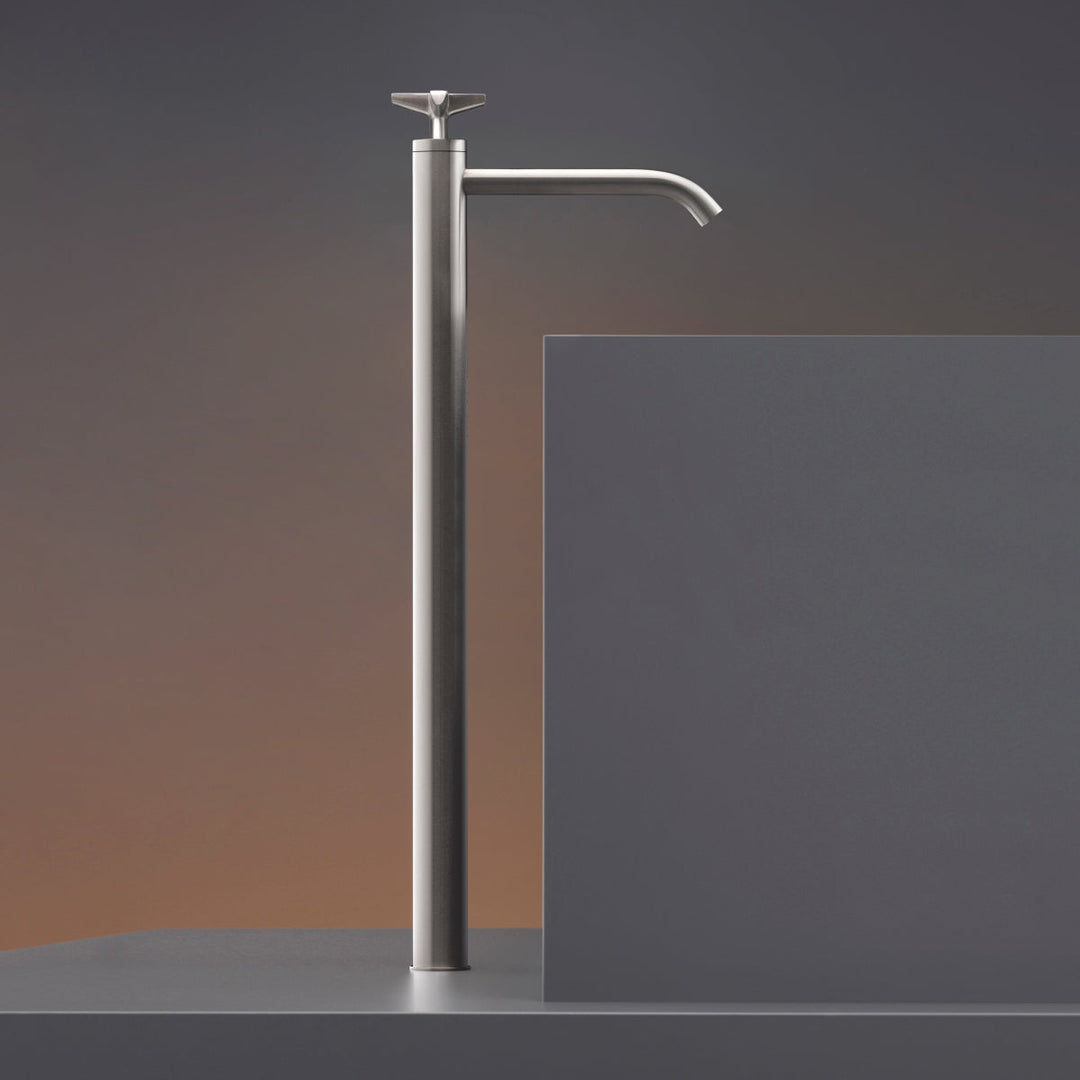 Cross Deck mounted progressive mixer for countertop basin H. 685 mm