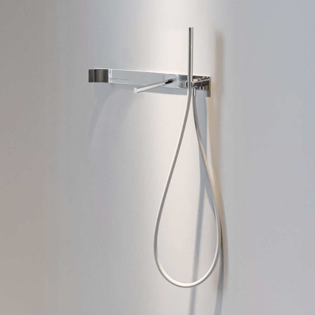 Cut Plus Wall mounted mixer set for bathtub with 2 way diverter, spout L. 200 mm and hand shower Ø 18 mm
