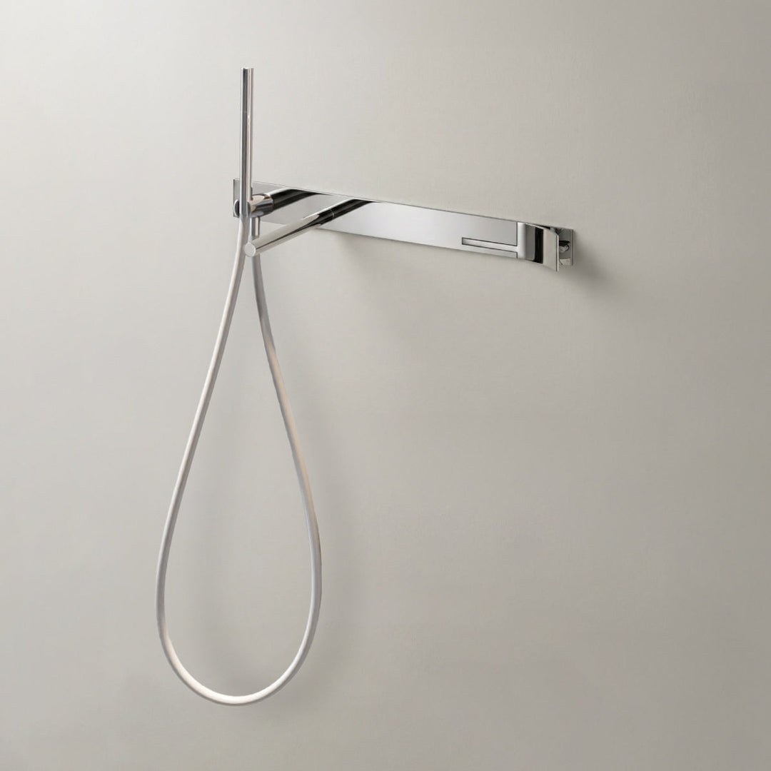 Cut Plus Wall mounted mixer set for bathtub with 2 way diverter, spout L. 200 mm and hand shower Ø 18 mm
