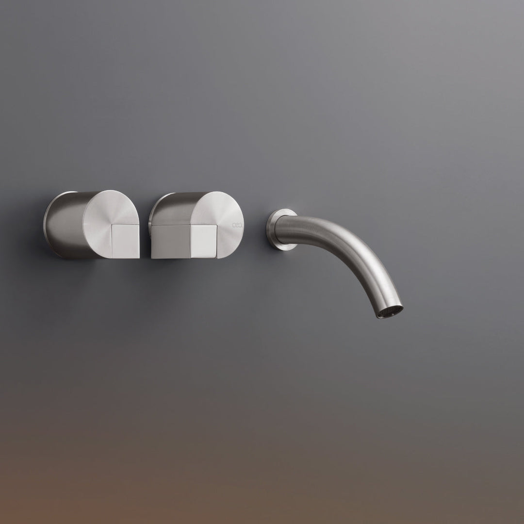 Duet Wall mounted dual handle mixer with spout L. 125 mm