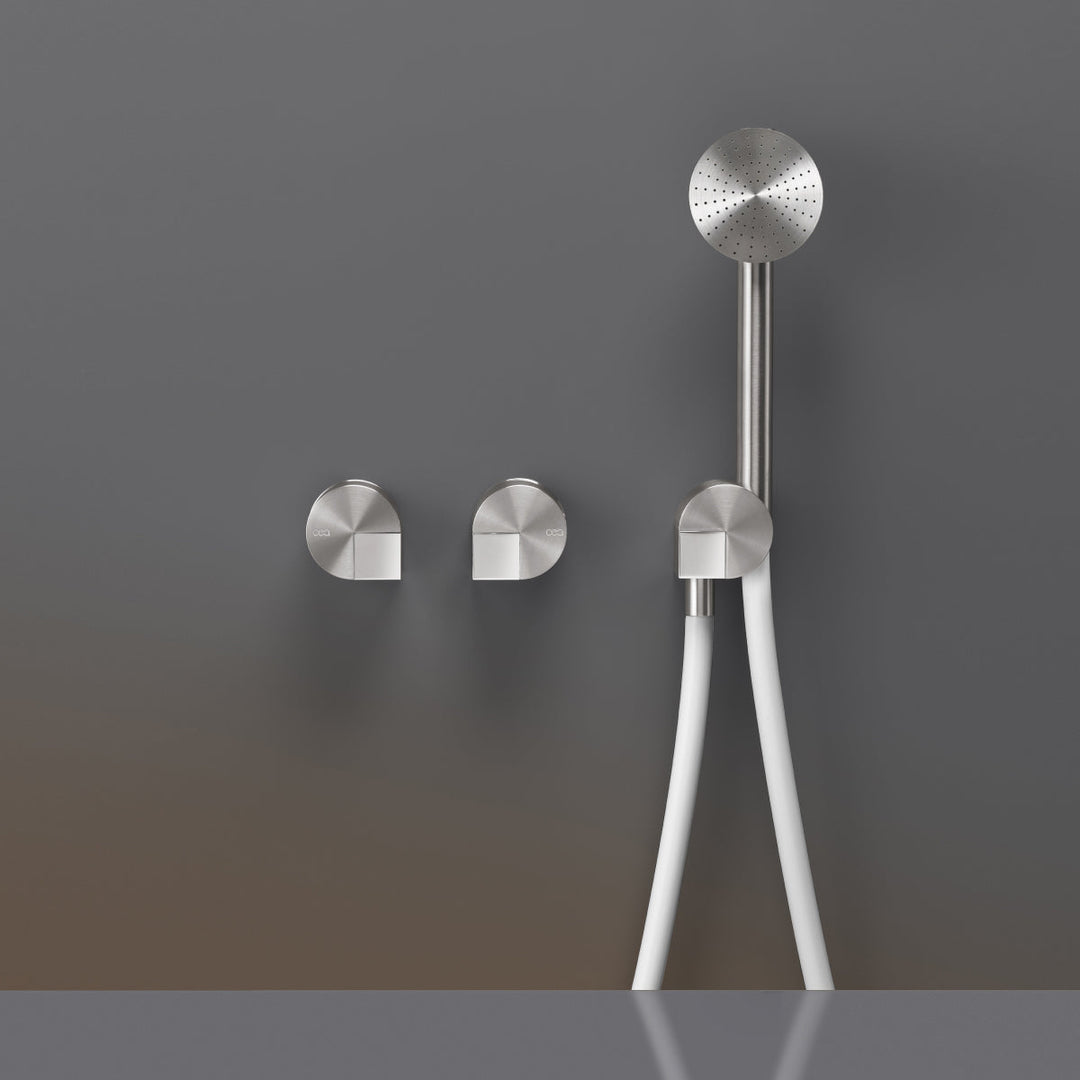 Duet Wall mounted 2 mixers set for bathtub/shower with round hand shower Ø 65 mm