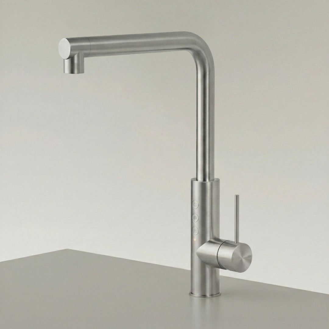 Single Hole Taps For Filtered And Boiling Water Single hole tap for filtered still/chilled sparkling and boiling water, and mixer with swiveling spout H. 320 mm. To be connected to the water microfiltration system WTC02