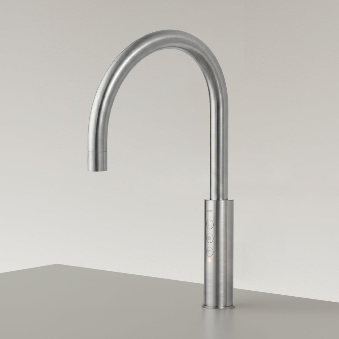 Single Hole Taps For Filtered Water Single hole tap for filtered still, chilled still/sparkling water, with swiveling spout H. 390 mm. To be connected to the water microfiltration system WTC03