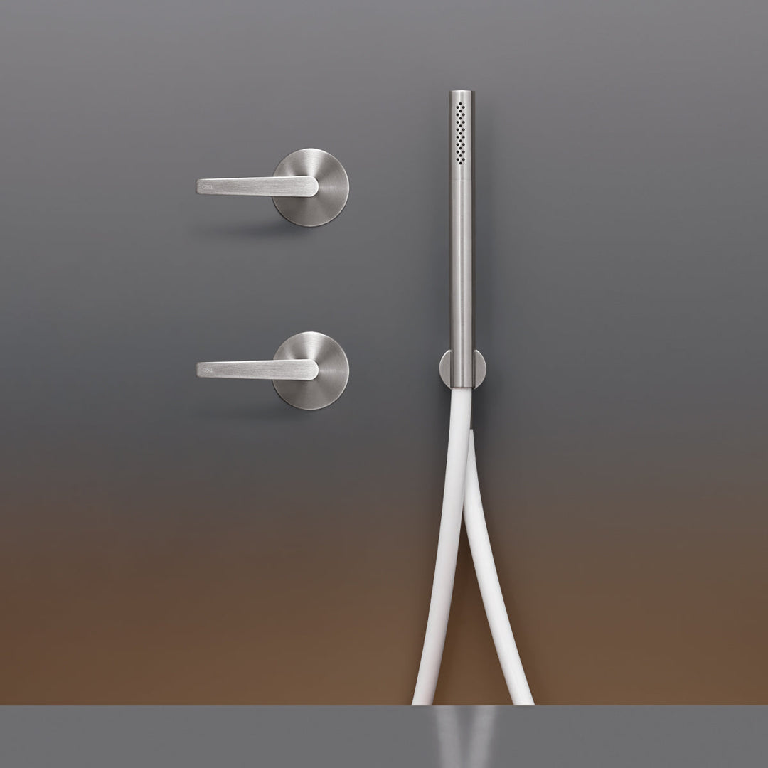Flag Wall mounted 2 progressive mixers set for bathtub/shower with cylindrical hand shower Ø 18 mm